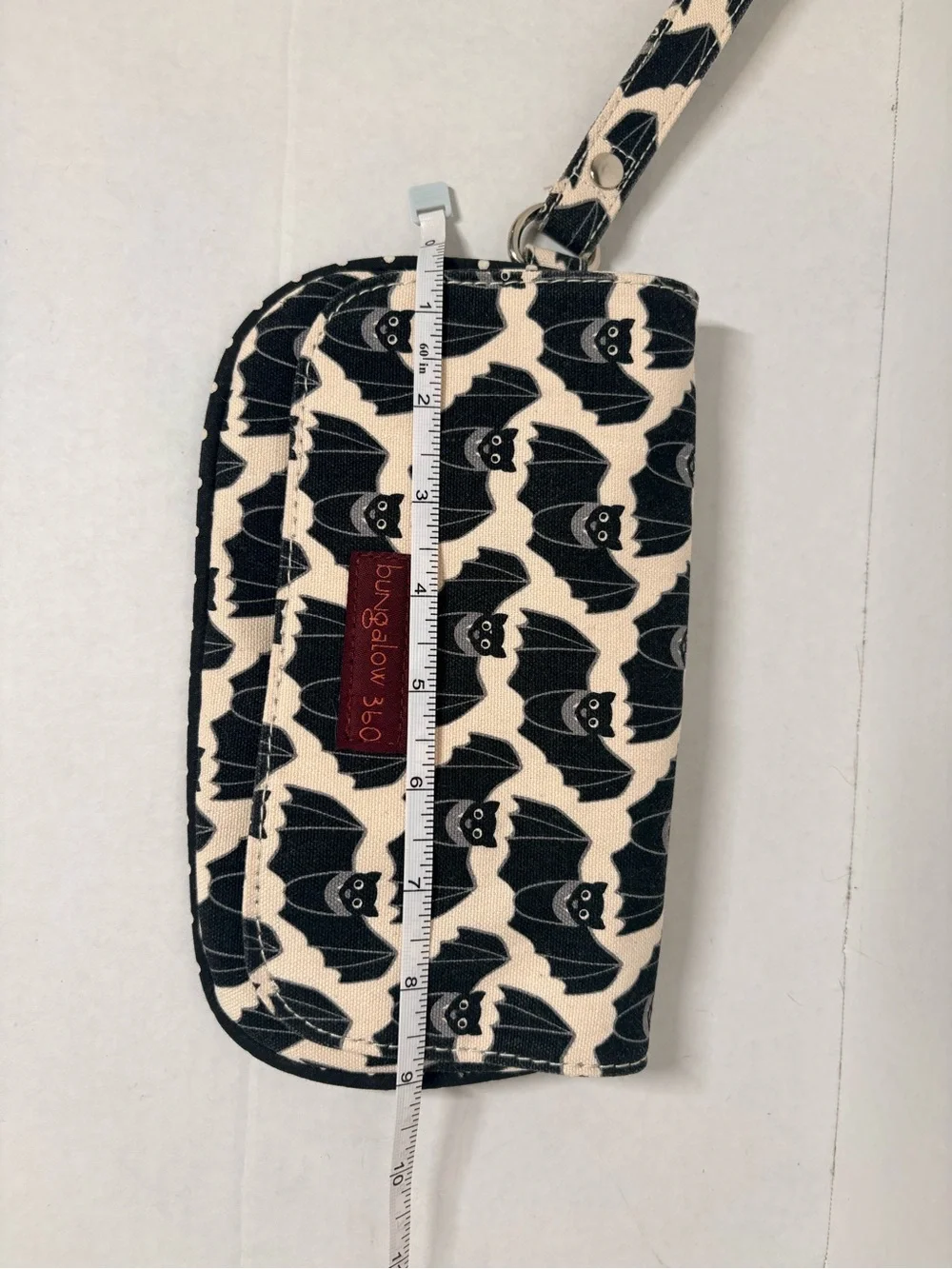 bungalow 360 Black & Cream Bat Pattern Wristlet